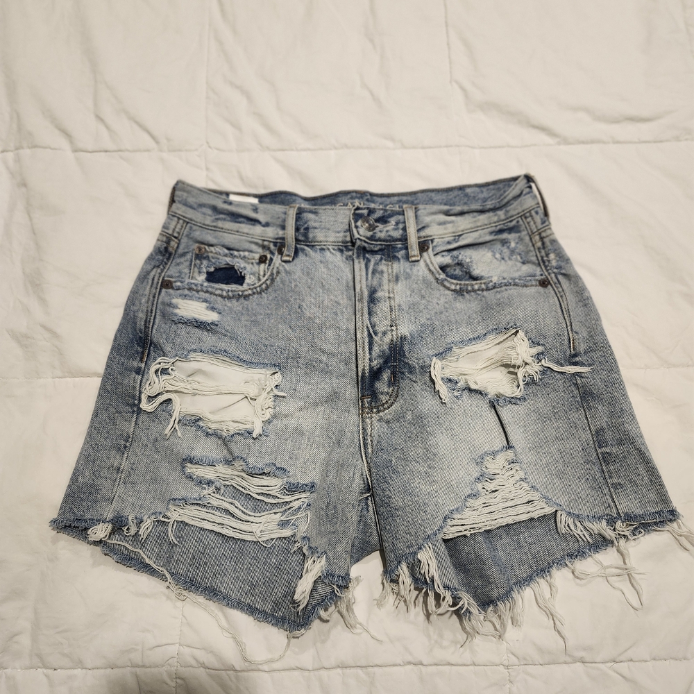 American Eagle Outfitters Light Blue Distressed Jean Shorts